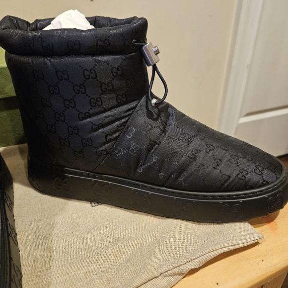 Gucci Mens GG Print Black Boots Size UK 10 - Picture 1 of 8